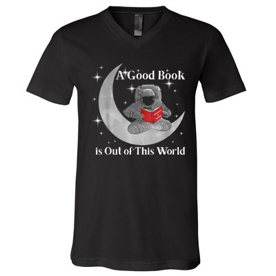 A Good Book Is Out Of This World Astronaut V-Neck T-Shirt