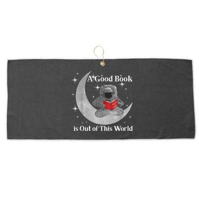 A Good Book Is Out Of This World Astronaut Large Microfiber Waffle Golf Towel