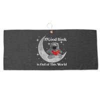 A Good Book Is Out Of This World Astronaut Large Microfiber Waffle Golf Towel