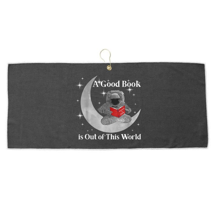 A Good Book Is Out Of This World Astronaut Large Microfiber Waffle Golf Towel