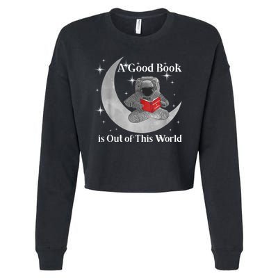 A Good Book Is Out Of This World Astronaut Cropped Pullover Crew
