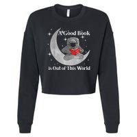 A Good Book Is Out Of This World Astronaut Cropped Pullover Crew