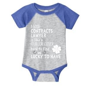 A Good Contracts Lawyer Is Like A 4 Leaf Clover St Patricks Great Gift Infant Baby Jersey Bodysuit