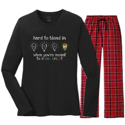 Autistic Gifts  Colorful Autism Awareness Women's Long Sleeve Flannel Pajama Set 