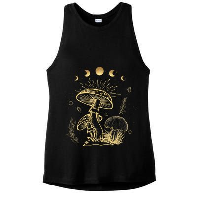 Aesthetic Goblincore Cottagecore Mushroom Spiritual Ladies PosiCharge Tri-Blend Wicking Tank