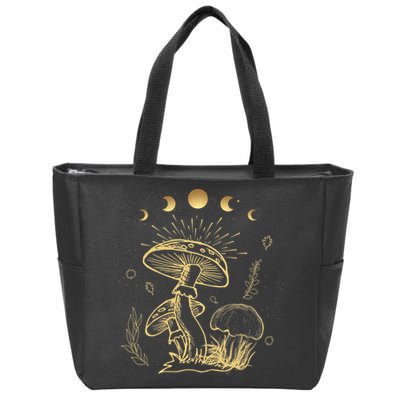 Aesthetic Goblincore Cottagecore Mushroom Spiritual Zip Tote Bag