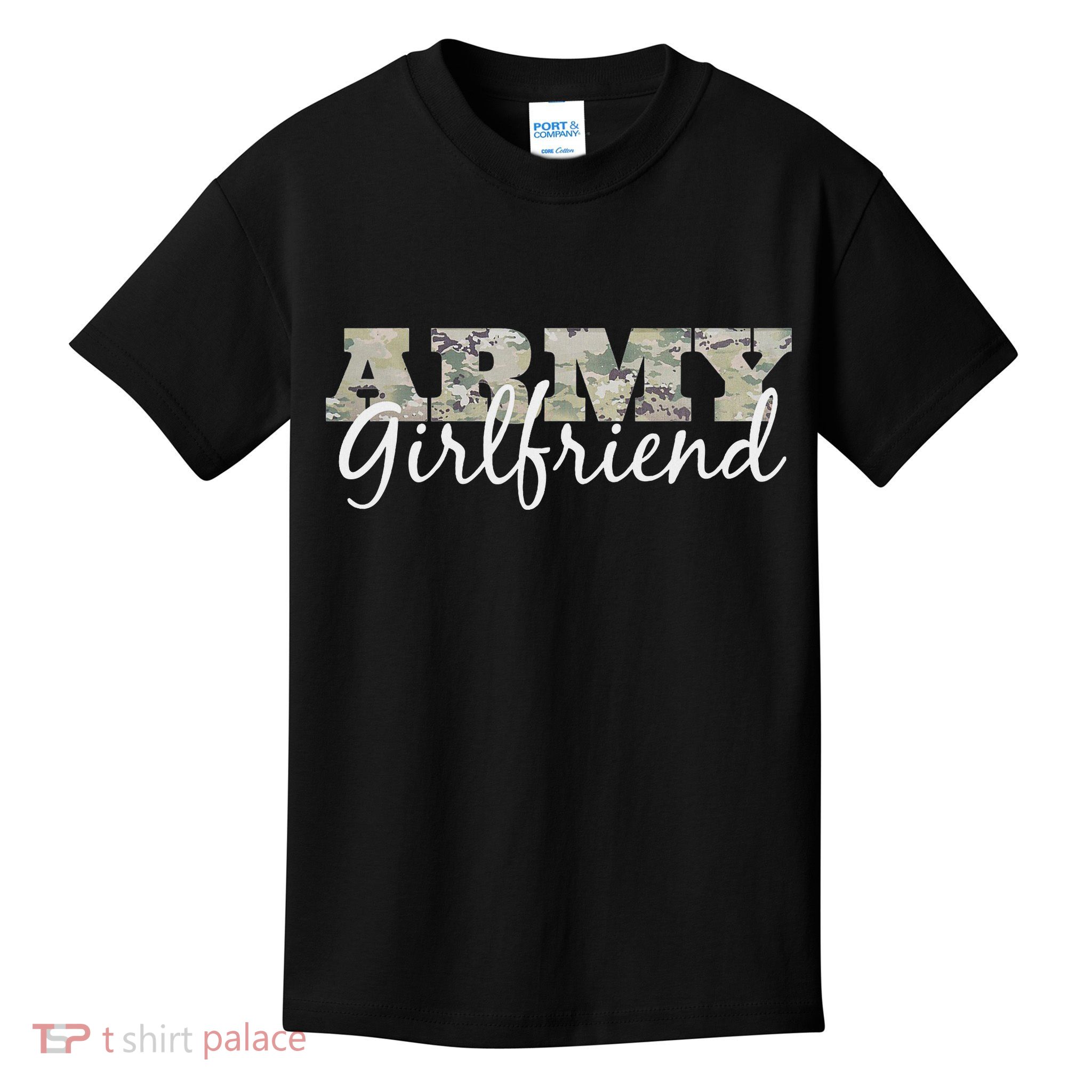 Army Girlfriend Camo Gift For Her Us Military Pride Kids T-Shirt