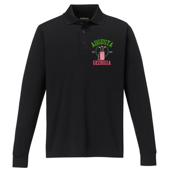 Augusta Georgia Coquette Golf Tournament Bows Social Club Performance Long Sleeve Polo