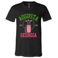 Augusta Georgia Coquette Golf Tournament Bows Social Club V-Neck T-Shirt