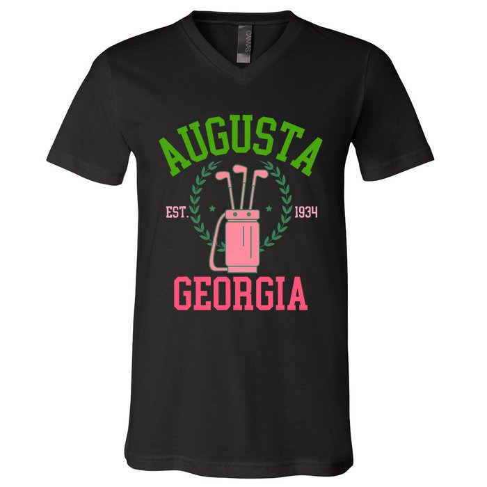 Augusta Georgia Coquette Golf Tournament Bows Social Club V-Neck T-Shirt