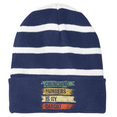 Accountant Gifts Crunching Numbers Is My Cardio Accounting Striped Beanie with Solid Band