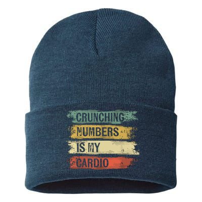 Accountant Gifts Crunching Numbers Is My Cardio Accounting Sustainable Knit Beanie