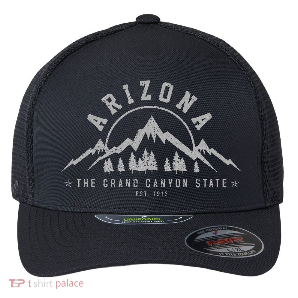 Arizona Grand Canyon State Est. 1912 Mountains Nature Gift Flexfit Unipanel Trucker Cap