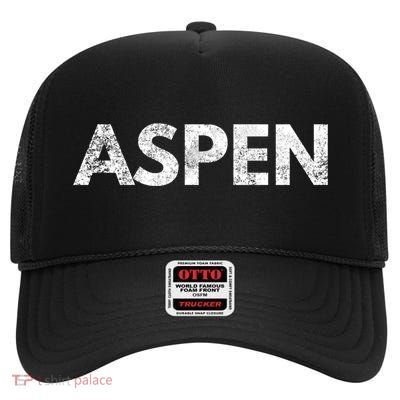 Aspen Gift Colorado Skiing High Crown Mesh Back Trucker Hat