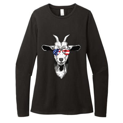 American Goat Cute With USA Sunglasses Patriotic Goat Womens CVC Long Sleeve Shirt