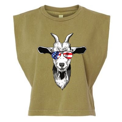 American Goat Cute With USA Sunglasses Patriotic Goat Garment-Dyed Women's Muscle Tee