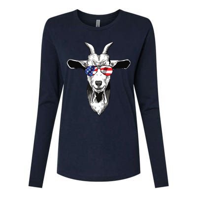 American Goat Cute With USA Sunglasses Patriotic Goat Womens Cotton Relaxed Long Sleeve T-Shirt