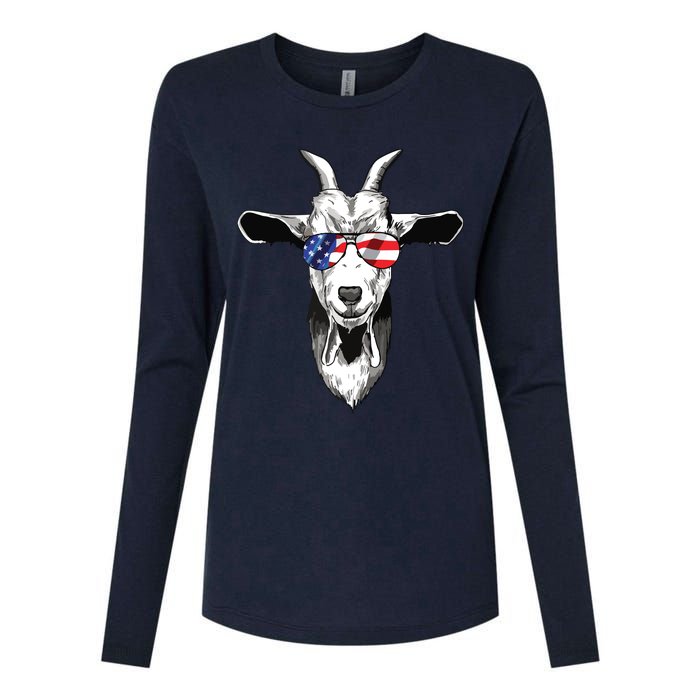 American Goat Cute With USA Sunglasses Patriotic Goat Womens Cotton Relaxed Long Sleeve T-Shirt