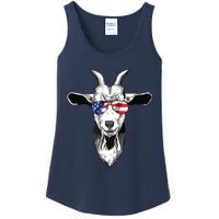 American Goat Cute With USA Sunglasses Patriotic Goat Ladies Essential Tank