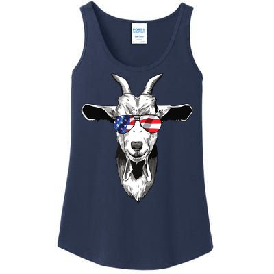 American Goat Cute With USA Sunglasses Patriotic Goat Ladies Essential Tank