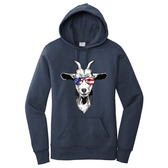 American Goat Cute With USA Sunglasses Patriotic Goat Women's Pullover Hoodie