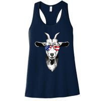 American Goat Cute With USA Sunglasses Patriotic Goat Women's Racerback Tank