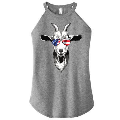 American Goat Cute With USA Sunglasses Patriotic Goat Women's Perfect Tri Rocker Tank