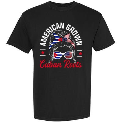 American Grown Cuban Roots Messy Bun Cuba Cuban American Garment-Dyed Heavyweight T-Shirt