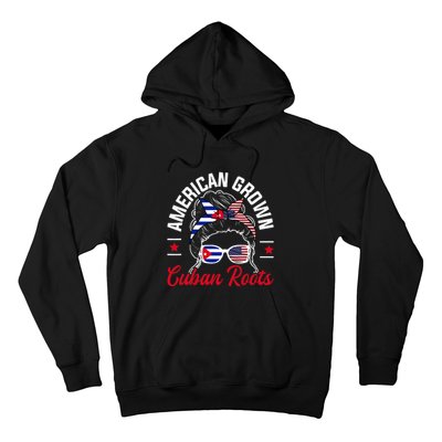 American Grown Cuban Roots Messy Bun Cuba Cuban American Hoodie