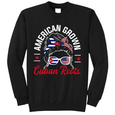 American Grown Cuban Roots Messy Bun Cuba Cuban American Sweatshirt