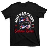 American Grown Cuban Roots Messy Bun Cuba Cuban American T-Shirt