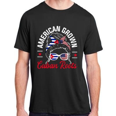 American Grown Cuban Roots Messy Bun Cuba Cuban American Adult ChromaSoft Performance T-Shirt