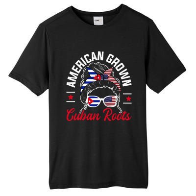 American Grown Cuban Roots Messy Bun Cuba Cuban American Tall Fusion ChromaSoft Performance T-Shirt