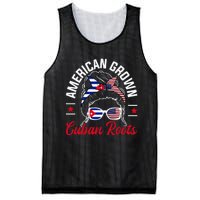 American Grown Cuban Roots Messy Bun Cuba Cuban American Mesh Reversible Basketball Jersey Tank