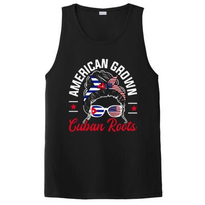 American Grown Cuban Roots Messy Bun Cuba Cuban American PosiCharge Competitor Tank