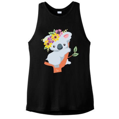 Australian Gift Cute Koala Bear Ladies PosiCharge Tri-Blend Wicking Tank