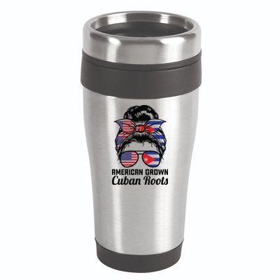 American Grown Cuban Roots Messy Bun Cuba 16oz Travel Tumbler