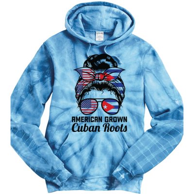 American Grown Cuban Roots Messy Bun Cuba Tie Dye Hoodie