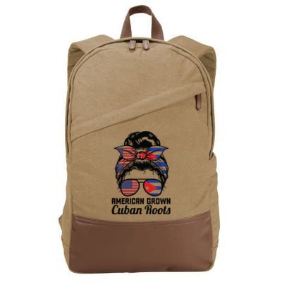 American Grown Cuban Roots Messy Bun Cuba Cotton Canvas Backpack