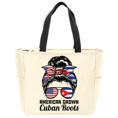 American Grown Cuban Roots Messy Bun Cuba Zip Tote Bag