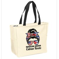 American Grown Cuban Roots Messy Bun Cuba Zip Tote Bag