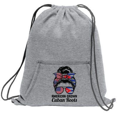 American Grown Cuban Roots Messy Bun Cuba Sweatshirt Cinch Pack Bag