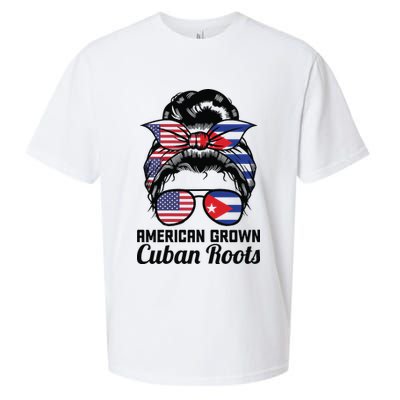 American Grown Cuban Roots Messy Bun Cuba Sueded Cloud Jersey T-Shirt