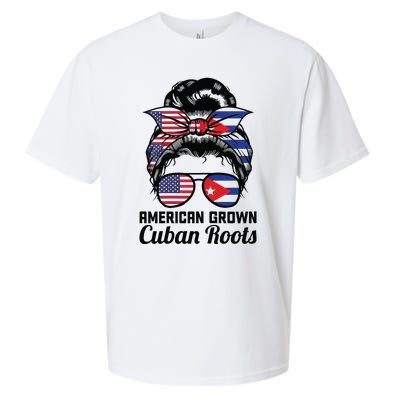 American Grown Cuban Roots Messy Bun Cuba Sueded Cloud Jersey T-Shirt