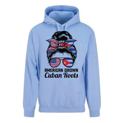 American Grown Cuban Roots Messy Bun Cuba Unisex Surf Hoodie