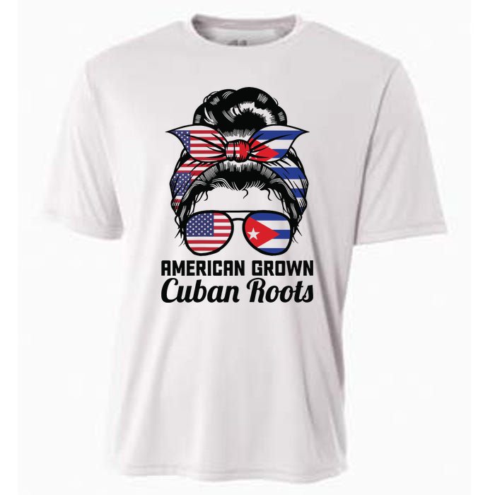 American Grown Cuban Roots Messy Bun Cuba Cooling Performance Crew T-Shirt