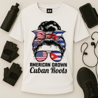 American Grown Cuban Roots Messy Bun Cuba Cooling Performance Crew T-Shirt