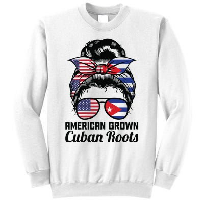 American Grown Cuban Roots Messy Bun Cuba Sweatshirt