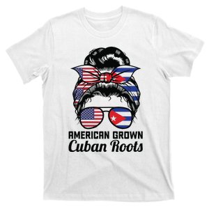 American Grown Cuban Roots Messy Bun Cuba T-Shirt