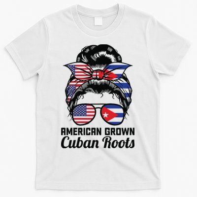 American Grown Cuban Roots Messy Bun Cuba T-Shirt